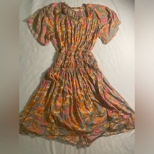 70s inspired hippie floral midi dress